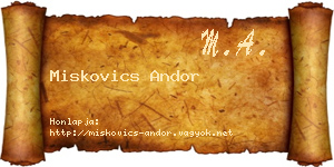 Miskovics Andor névjegykártya